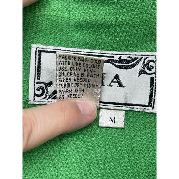 Vintage Tria Cotton Green Cropped Big Collar Size M Light Jacket Cottage Retro - Picture 5 of 5